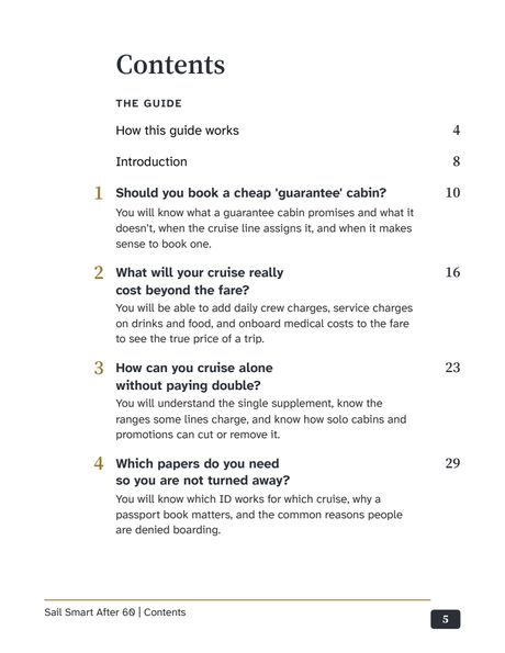 Page 5 of 95: The contents, with page numbers